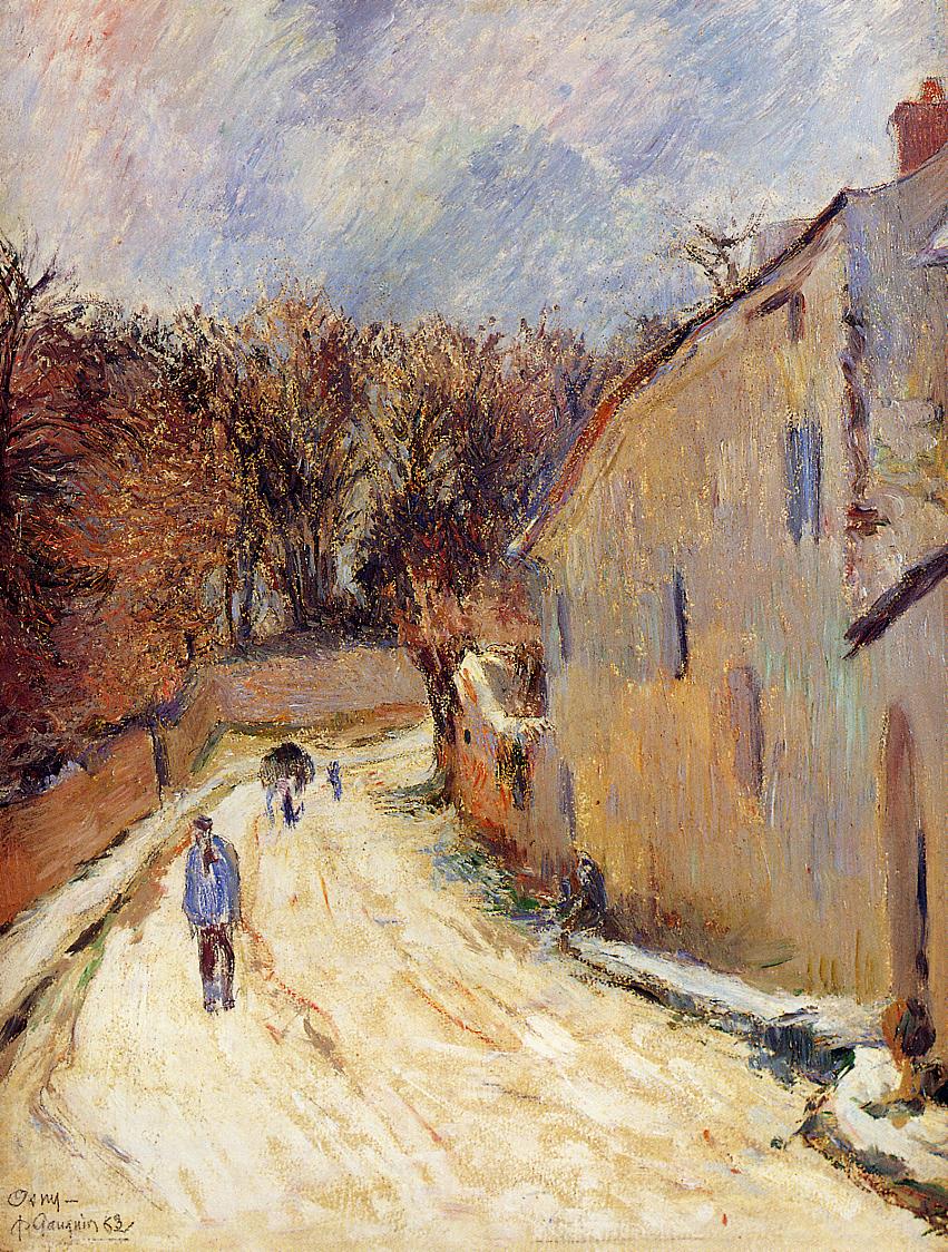 Osny, rue de Pontoise, Winter - Paul Gauguin Painting